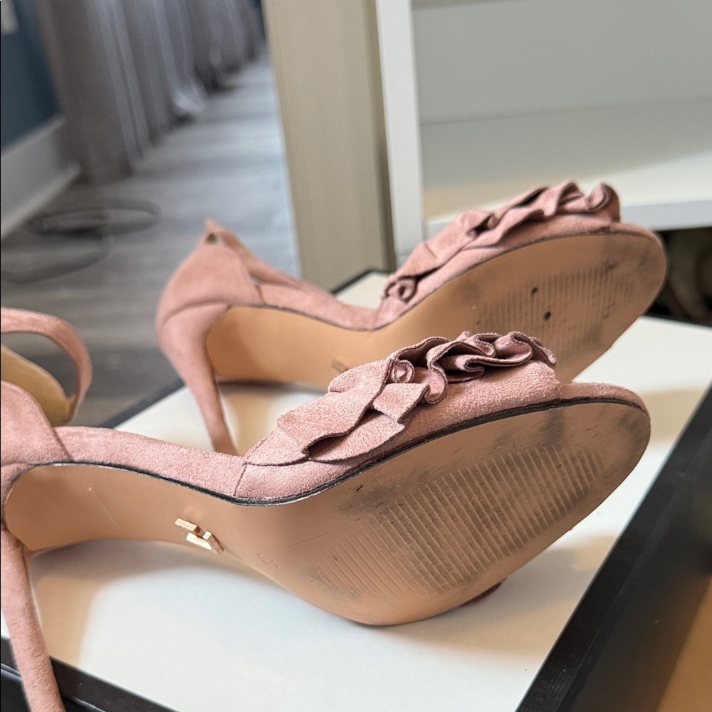 Dusty rose Ruffled Blush Heels - Picture 6 of 6